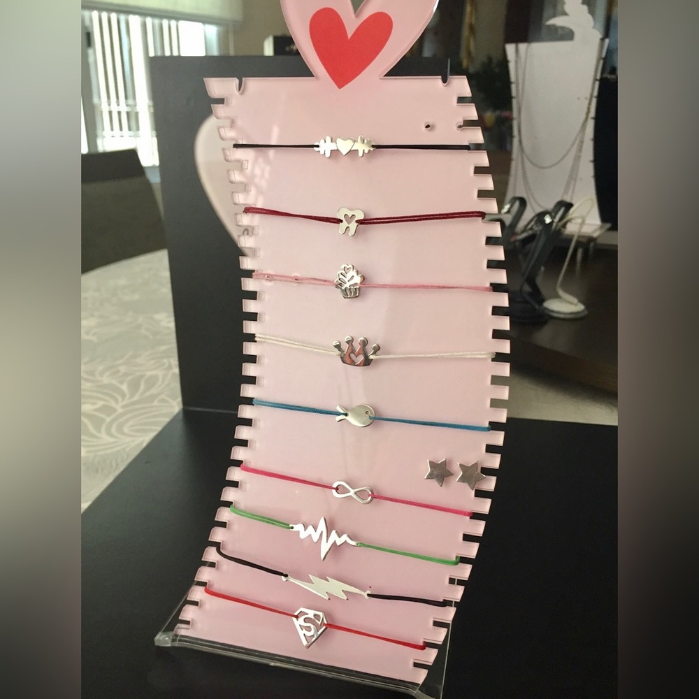 925 sterling silver girl crown charm on an adjustable thread bracelet